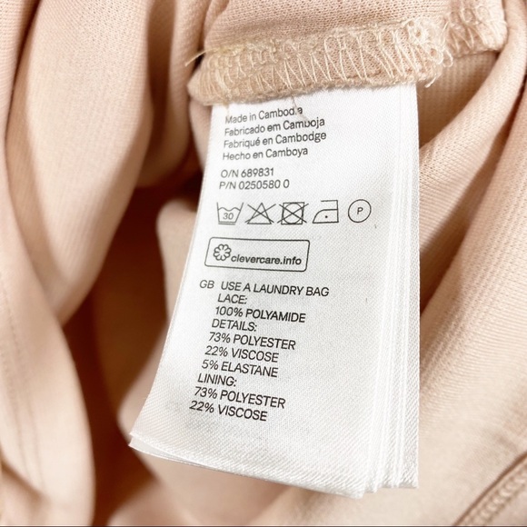 NEW H&M Peach Lace Long Sleeve Midi Dress S - Picture 9 of 14